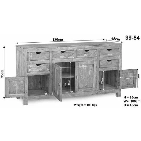 MASSIVMOEBEL24.DE Buffet 180x45 Acacia Blanchi Blanc NATURE WHITE #84 - Brun Clair 2 MASSIVMOEBEL24.DE Buffet 180x45 Acacia Blanchi Blanc NATURE WHITE #84 - Brun Clair – Image 2