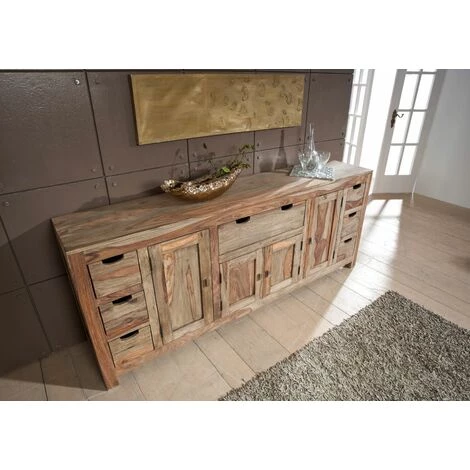 MASSIVMOEBEL24.DE Buffet 210x42 Palissandre Huilé Gris Taupe NATURE GREY #080 - Gris 2 MASSIVMOEBEL24.DE Buffet 210x42 Palissandre Huilé Gris Taupe NATURE GREY #080 - Gris – Image 2