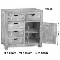 MASSIVMOEBEL24.DE Buffet 90x42 Palissandre Huilé Gris Taupe NATURE GREY #88 - Gris 7 MASSIVMOEBEL24.DE Buffet 90x42 Palissandre Huilé Gris Taupe NATURE GREY #88 - Gris -Buffet et enfilade Soldes 43589662 4