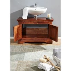 MASSIVMOEBEL24.DE Meuble Lavabo 88x43 Acacia Laqué Nougat OXFORD #1005 - Marron Foncé 5 MASSIVMOEBEL24.DE Meuble Lavabo 88x43 Acacia Laqué Nougat OXFORD #1005 - Marron Foncé -Buffet et enfilade Soldes 43589862 3