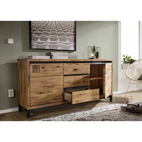 MASSIVMOEBEL24.DE Buffet 175x45 Chêne Sauvage Huilé Bois Naturel VILLANDERS #109 - Nature 2 MASSIVMOEBEL24.DE Buffet 175x45 Chêne Sauvage Huilé Bois Naturel VILLANDERS #109 - Nature – Image 2