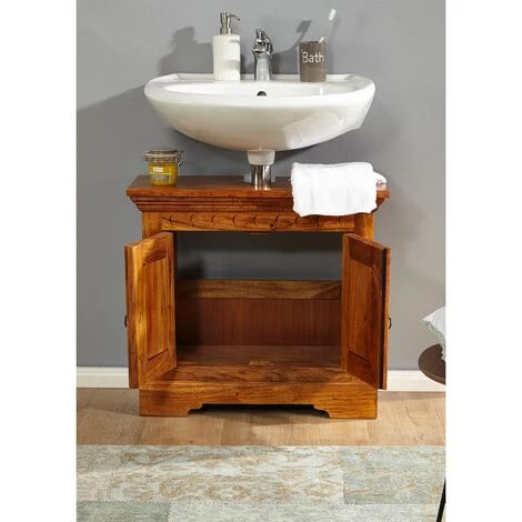 MASSIVMOEBEL24.DE Meuble Lavabo 66x30 Acacia Laqué Miel OXFORD #01007 - Brun 3 MASSIVMOEBEL24.DE Meuble Lavabo 66x30 Acacia Laqué Miel OXFORD #01007 - Brun – Image 3