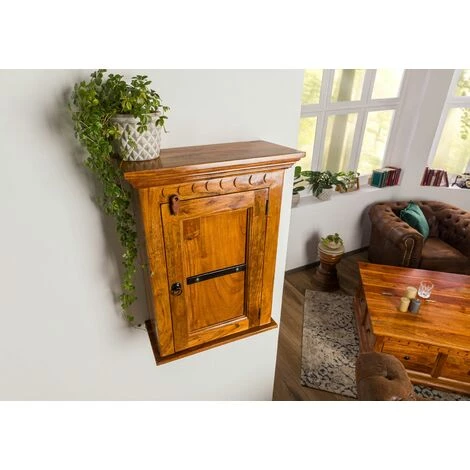 MASSIVMOEBEL24.DE Meuble à Suspendre 52x24 Acacia Laqué Miel OXFORD #01003 - Brun 2 MASSIVMOEBEL24.DE Meuble à Suspendre 52x24 Acacia Laqué Miel OXFORD #01003 - Brun – Image 2