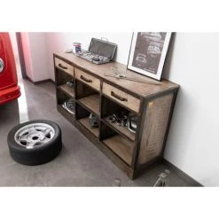 MASSIVMOEBEL24.DE Buffet 153x40 Manguier Laqué Brun HEAVY INDUSTRY #251 - Nature -Buffet et enfilade Soldes 43590250 2