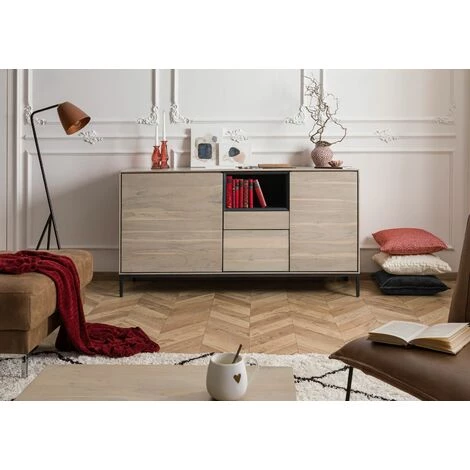 MASSIVMOEBEL24.DE Buffet 160x45 Acacia Laqué Gris-Blanc CHICAGO #04 - Nature 1 MASSIVMOEBEL24.DE Buffet 160x45 Acacia Laqué Gris-Blanc CHICAGO #04 - Nature