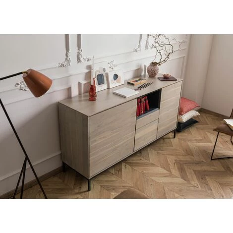 MASSIVMOEBEL24.DE Buffet 160x45 Acacia Laqué Gris-Blanc CHICAGO #04 - Nature 2 MASSIVMOEBEL24.DE Buffet 160x45 Acacia Laqué Gris-Blanc CHICAGO #04 - Nature – Image 2