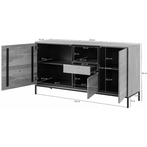 MASSIVMOEBEL24.DE Buffet 160x45 Acacia Laqué Gris-Blanc CHICAGO #04 - Nature 5 MASSIVMOEBEL24.DE Buffet 160x45 Acacia Laqué Gris-Blanc CHICAGO #04 - Nature – Image 5