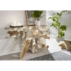 MASSIVMOEBEL24.DE Console 120x40 Teck Laqué Blanc UNIKA #165 - Blanc