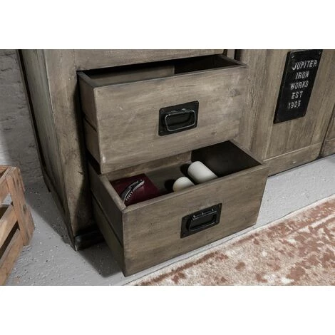 MASSIVMOEBEL24.DE Buffet 150x45 Manguier Laqué Gris RAILWAY #200 - Gris 3 MASSIVMOEBEL24.DE Buffet 150x45 Manguier Laqué Gris RAILWAY #200 - Gris – Image 3