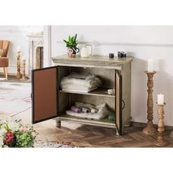 MASSIVMOEBEL24.DE Buffet 97x45 Manguier Laqué Gris HERMITAGE #613 - Nature -Buffet et enfilade Soldes 43590481 3