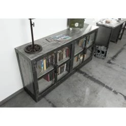 MASSIVMOEBEL24.DE Buffet 180x40 Manguier Laqué Gris HEAVY INDUSTRY #152 - Nature -Buffet et enfilade Soldes 43590560 2