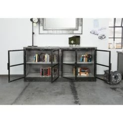 MASSIVMOEBEL24.DE Buffet 180x40 Manguier Laqué Gris HEAVY INDUSTRY #152 - Nature -Buffet et enfilade Soldes 43590560 3