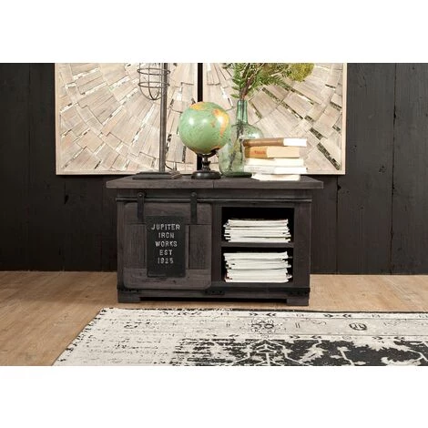 MASSIVMOEBEL24.DE Coffre 76x51 Manguier Laqué Gris RAILWAY #234 - Gris 2 MASSIVMOEBEL24.DE Coffre 76x51 Manguier Laqué Gris RAILWAY #234 - Gris – Image 2