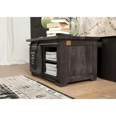 MASSIVMOEBEL24.DE Coffre 76x51 Manguier Laqué Gris RAILWAY #234 - Gris 3 MASSIVMOEBEL24.DE Coffre 76x51 Manguier Laqué Gris RAILWAY #234 - Gris – Image 3