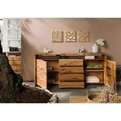 MASSIVMOEBEL24.DE Buffet 210x45 Chêne Sauvage Huilé Bois Naturel PURE OAK #701 - Nature -Buffet et enfilade Soldes 43590688 3