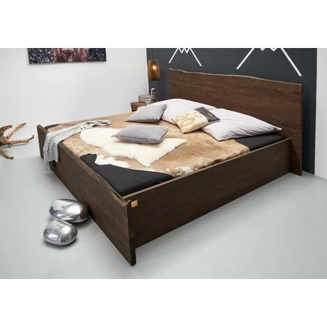 MASSIVMOEBEL24.DE Lit Double 160x200 Acacia Laqué Brun PURE ACACIA #002 - Marron Foncé 2 MASSIVMOEBEL24.DE Lit Double 160x200 Acacia Laqué Brun PURE ACACIA #002 - Marron Foncé – Image 2