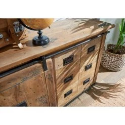 MASSIVMOEBEL24.DE Buffet 140x45 Manguier Laqué Bois Naturel RAILWAY #121 - Nature -Buffet et enfilade Soldes 43597672 3