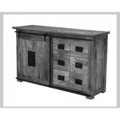 MASSIVMOEBEL24.DE Buffet 140x45 Manguier Laqué Bois Naturel RAILWAY #121 - Nature -Buffet et enfilade Soldes 43597672 4
