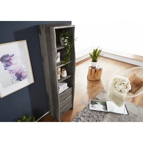 MASSIVMOEBEL24.DE Étagère 45x36 Acacia Laqué Gris Taupe PURE ACACIA #605 - Gris 2 MASSIVMOEBEL24.DE Étagère 45x36 Acacia Laqué Gris Taupe PURE ACACIA #605 - Gris – Image 2