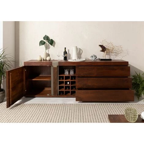 MASSIVMOEBEL24.DE Buffet 215x45 Manguier Laqué Brun AMSTERDAM #29 - Brun 3 MASSIVMOEBEL24.DE Buffet 215x45 Manguier Laqué Brun AMSTERDAM #29 - Brun – Image 3