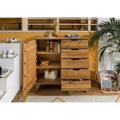 MASSIVMOEBEL24.DE Buffet 90x40 Chêne Sauvage Huilé Bois Naturel MALMÖ #22 - Nature -Buffet et enfilade Soldes 43597831 3