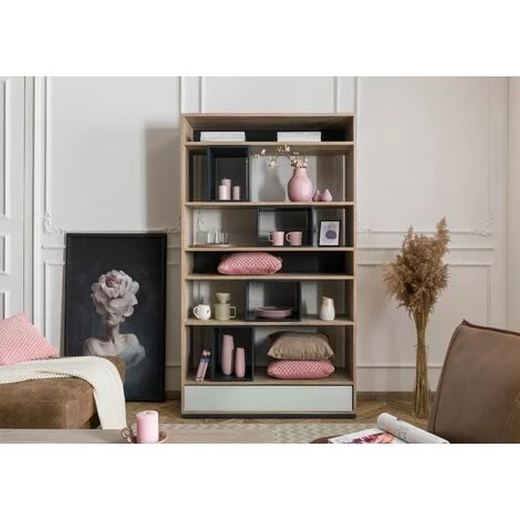 MASSIVMOEBEL24.DE Étagère 111x40 Acacia Laqué Gris-Blanc CHICAGO #11 - Nature 1 MASSIVMOEBEL24.DE Étagère 111x40 Acacia Laqué Gris-Blanc CHICAGO #11 - Nature