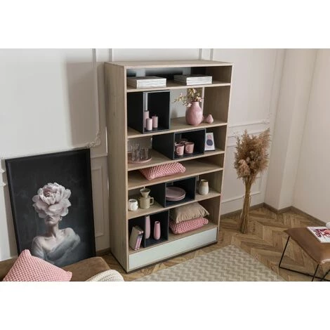 MASSIVMOEBEL24.DE Étagère 111x40 Acacia Laqué Gris-Blanc CHICAGO #11 - Nature 2 MASSIVMOEBEL24.DE Étagère 111x40 Acacia Laqué Gris-Blanc CHICAGO #11 - Nature – Image 2