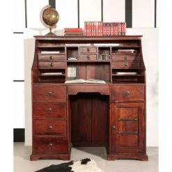 MASSIVMOEBEL24.DE Secrétaire 128x58 Acacia Laqué Nougat OXFORD #516 - Marron Foncé -Buffet et enfilade Soldes 43598092 2