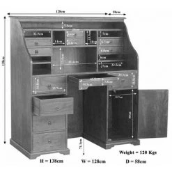 MASSIVMOEBEL24.DE Secrétaire 128x58 Acacia Laqué Nougat OXFORD #516 - Marron Foncé -Buffet et enfilade Soldes 43598092 4