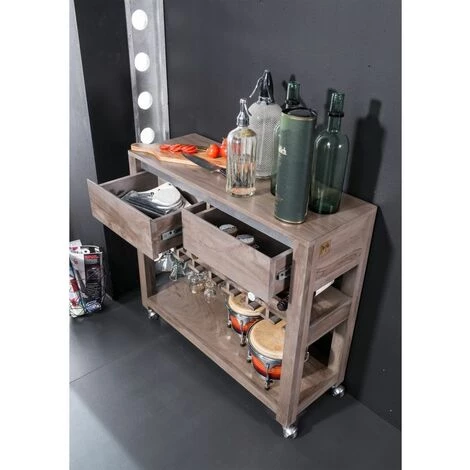 MASSIVMOEBEL24.DE Desserte 90x33 Palissandre Laqué Smoked Oak SYDNEY #239 - Gris 2 MASSIVMOEBEL24.DE Desserte 90x33 Palissandre Laqué Smoked Oak SYDNEY #239 - Gris – Image 2