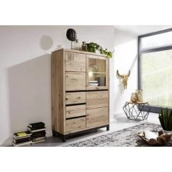 MASSIVMOEBEL24.DE Buffet 103x40 Chêne Sauvage Huilé Bianco VILLANDERS #206 - Brun Clair