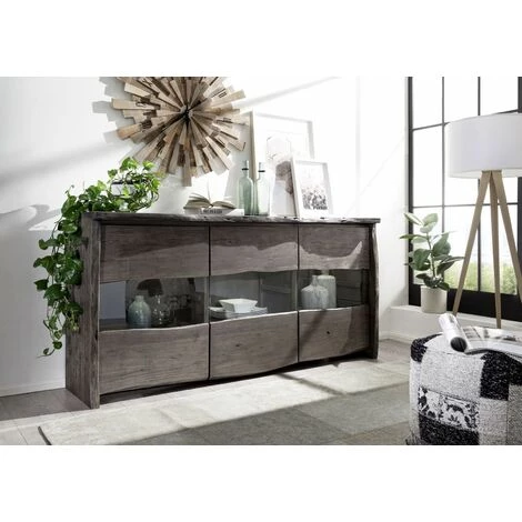 MASSIVMOEBEL24.DE Buffet 191x45 Acacia Laqué Gris Taupe PURE ACACIA #908 - Gris 1 MASSIVMOEBEL24.DE Buffet 191x45 Acacia Laqué Gris Taupe PURE ACACIA #908 - Gris