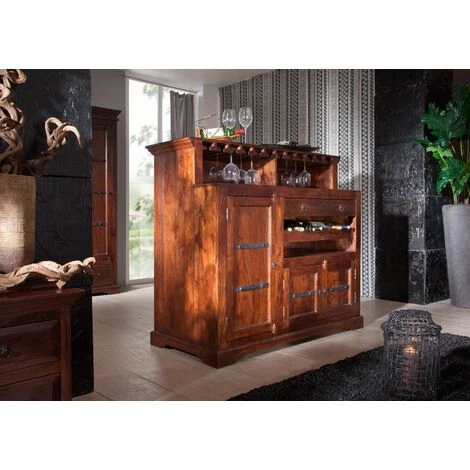 MASSIVMOEBEL24.DE Meuble Bar 140x66 Acacia Laqué Nougat OXFORD #903 - Marron Foncé 1 MASSIVMOEBEL24.DE Meuble Bar 140x66 Acacia Laqué Nougat OXFORD #903 - Marron Foncé