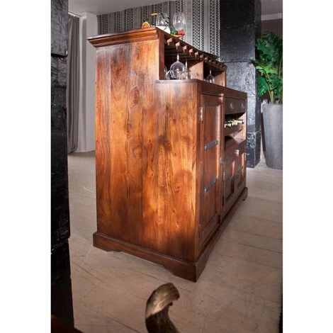 MASSIVMOEBEL24.DE Meuble Bar 140x66 Acacia Laqué Nougat OXFORD #903 - Marron Foncé 3 MASSIVMOEBEL24.DE Meuble Bar 140x66 Acacia Laqué Nougat OXFORD #903 - Marron Foncé – Image 3