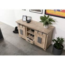 MASSIVMOEBEL24.DE Buffet 128x45 Manguier Laqué Blanchi RAILWAY #302 - Blanc -Buffet et enfilade Soldes 43598722 2