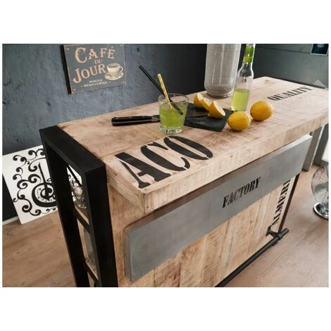 MASSIVMOEBEL24.DE Meuble Bar 120x45 Manguier Brut Imprimé Bois Naturel FACTORY #140 - Nature 2 MASSIVMOEBEL24.DE Meuble Bar 120x45 Manguier Brut Imprimé Bois Naturel FACTORY #140 - Nature – Image 2