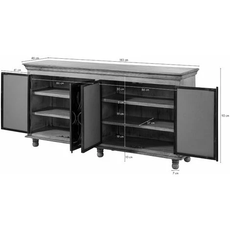 MASSIVMOEBEL24.DE Buffet 183x46 Manguier Laqué Gris HERMITAGE #116 - Nature 5 MASSIVMOEBEL24.DE Buffet 183x46 Manguier Laqué Gris HERMITAGE #116 - Nature – Image 5