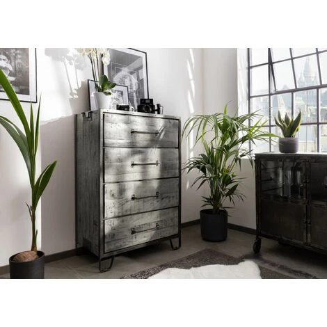 MASSIVMOEBEL24.DE Commode 81x46 Manguier Laqué Gris HEAVY INDUSTRY #117 - Nature 1 MASSIVMOEBEL24.DE Commode 81x46 Manguier Laqué Gris HEAVY INDUSTRY #117 - Nature