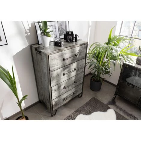 MASSIVMOEBEL24.DE Commode 81x46 Manguier Laqué Gris HEAVY INDUSTRY #117 - Nature 2 MASSIVMOEBEL24.DE Commode 81x46 Manguier Laqué Gris HEAVY INDUSTRY #117 - Nature – Image 2