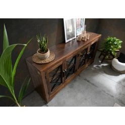 MASSIVMOEBEL24.DE Buffet 193x46 Manguier Laqué Brun STILMÖBEL #117 - Brun -Buffet et enfilade Soldes 43599125 2