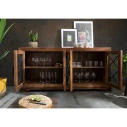 MASSIVMOEBEL24.DE Buffet 193x46 Manguier Laqué Brun STILMÖBEL #117 - Brun -Buffet et enfilade Soldes 43599125 3