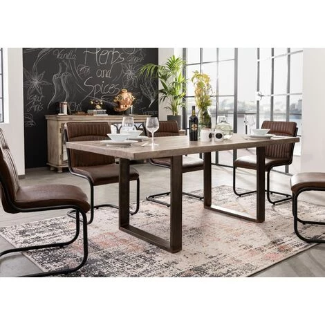 MASSIVMOEBEL24.DE Table à Manger 190x90 Manguier Laqué Brun HEAVY INDUSTRY #201 - Nature 1 MASSIVMOEBEL24.DE Table à Manger 190x90 Manguier Laqué Brun HEAVY INDUSTRY #201 - Nature