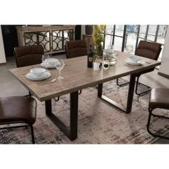 MASSIVMOEBEL24.DE Table à Manger 190x90 Manguier Laqué Brun HEAVY INDUSTRY #201 - Nature 4 MASSIVMOEBEL24.DE Table à Manger 190x90 Manguier Laqué Brun HEAVY INDUSTRY #201 - Nature -Buffet et enfilade Soldes 43599135 2