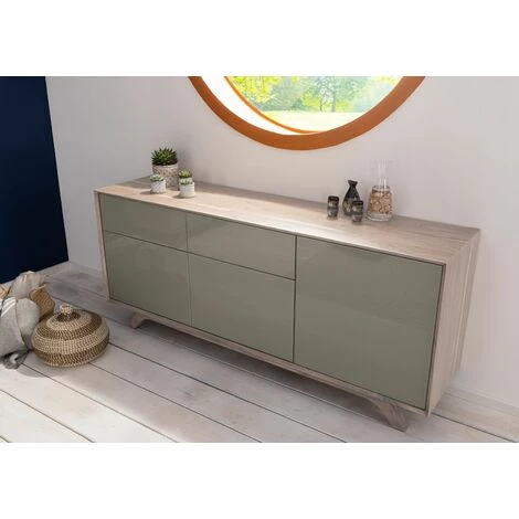 MASSIVMOEBEL24.DE Buffet 185x45 Acacia Laqué Brun Crême TROMSO #009 - Brun 2 MASSIVMOEBEL24.DE Buffet 185x45 Acacia Laqué Brun Crême TROMSO #009 - Brun – Image 2