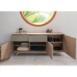 MASSIVMOEBEL24.DE Buffet 185x45 Acacia Laqué Brun Crême TROMSO #009 - Brun 6 MASSIVMOEBEL24.DE Buffet 185x45 Acacia Laqué Brun Crême TROMSO #009 - Brun -Buffet et enfilade Soldes 43599206 3