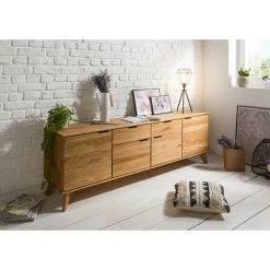 MASSIVMOEBEL24.DE Buffet 190x40 Chêne Sauvage Huilé Bois Naturel MALMÖ #41 - Nature