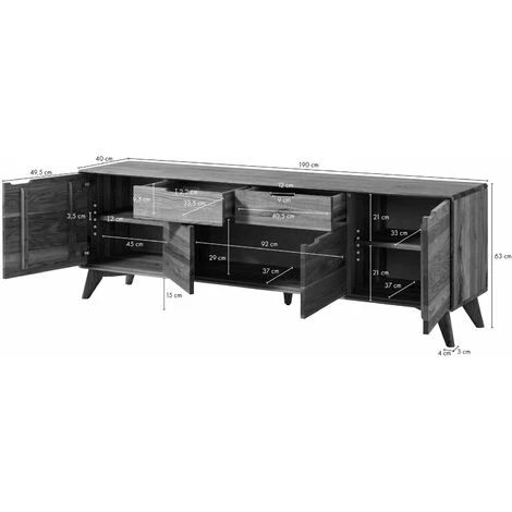 MASSIVMOEBEL24.DE Buffet 190x40 Chêne Sauvage Huilé Bois Naturel MALMÖ #41 - Nature 5 MASSIVMOEBEL24.DE Buffet 190x40 Chêne Sauvage Huilé Bois Naturel MALMÖ #41 - Nature – Image 5