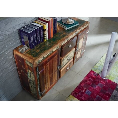 MASSIVMOEBEL24.DE Buffet 150x40 Bois De Récupération Laqué Multicolore FREEZY #07 - Multicolore 2 MASSIVMOEBEL24.DE Buffet 150x40 Bois De Récupération Laqué Multicolore FREEZY #07 - Multicolore – Image 2