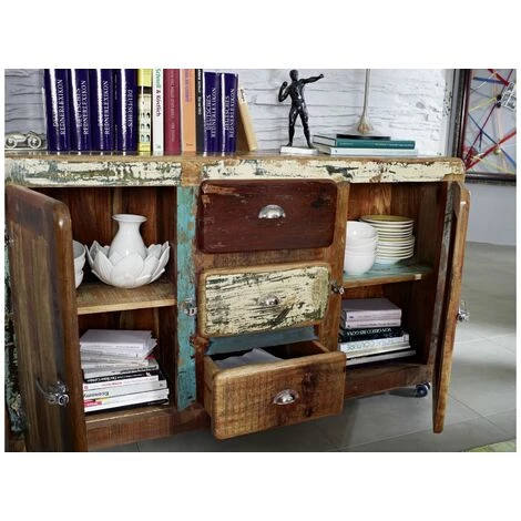 MASSIVMOEBEL24.DE Buffet 150x40 Bois De Récupération Laqué Multicolore FREEZY #07 - Multicolore 3 MASSIVMOEBEL24.DE Buffet 150x40 Bois De Récupération Laqué Multicolore FREEZY #07 - Multicolore – Image 3