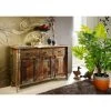 MASSIVMOEBEL24.DE Buffet 140x42 Bois De Récupération Laqué Multicolore FABLE #04 - Multicolore